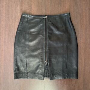 Vintage Cigno Nero Black Leather Pencil Skirt size 36
